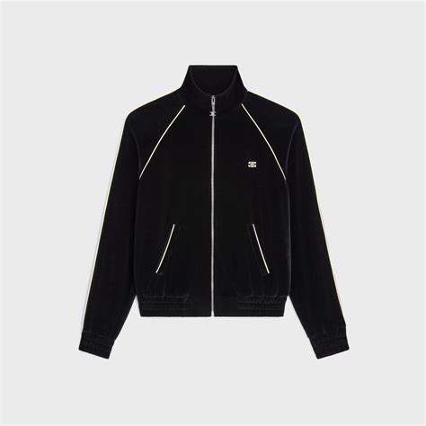 celine triomphe tracksuit jacket in velvet jersey